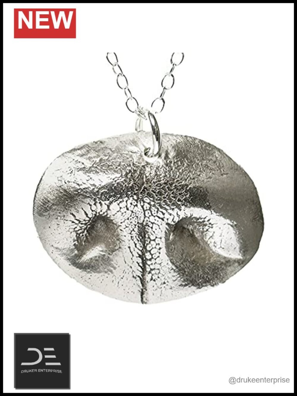 Custom Sterling Silver Pet Nose Pendant Necklace